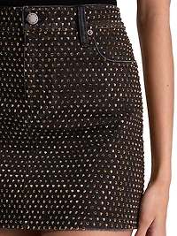 Joss Embellished Denim Miniskirt