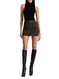 Joss Embellished Denim Miniskirt