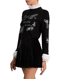 Carolann Embroidered Stretch-Wool Sweater