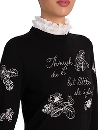 Carolann Embroidered Stretch-Wool Sweater