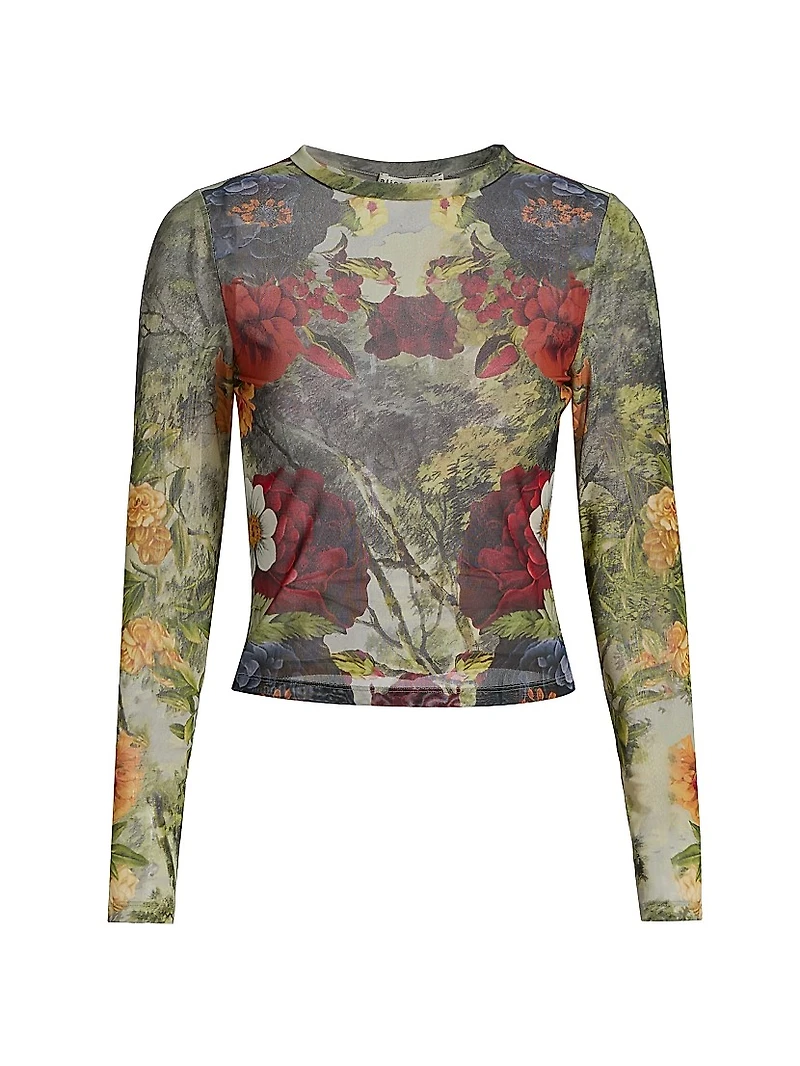 Delaina Floral Mesh Crop Top