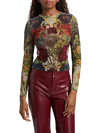 Delaina Floral Mesh Crop Top