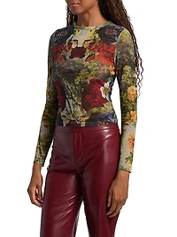Delaina Floral Mesh Crop Top