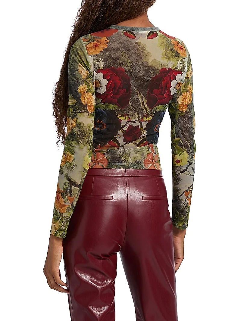 Delaina Floral Mesh Crop Top