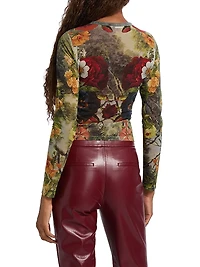 Delaina Floral Mesh Crop Top