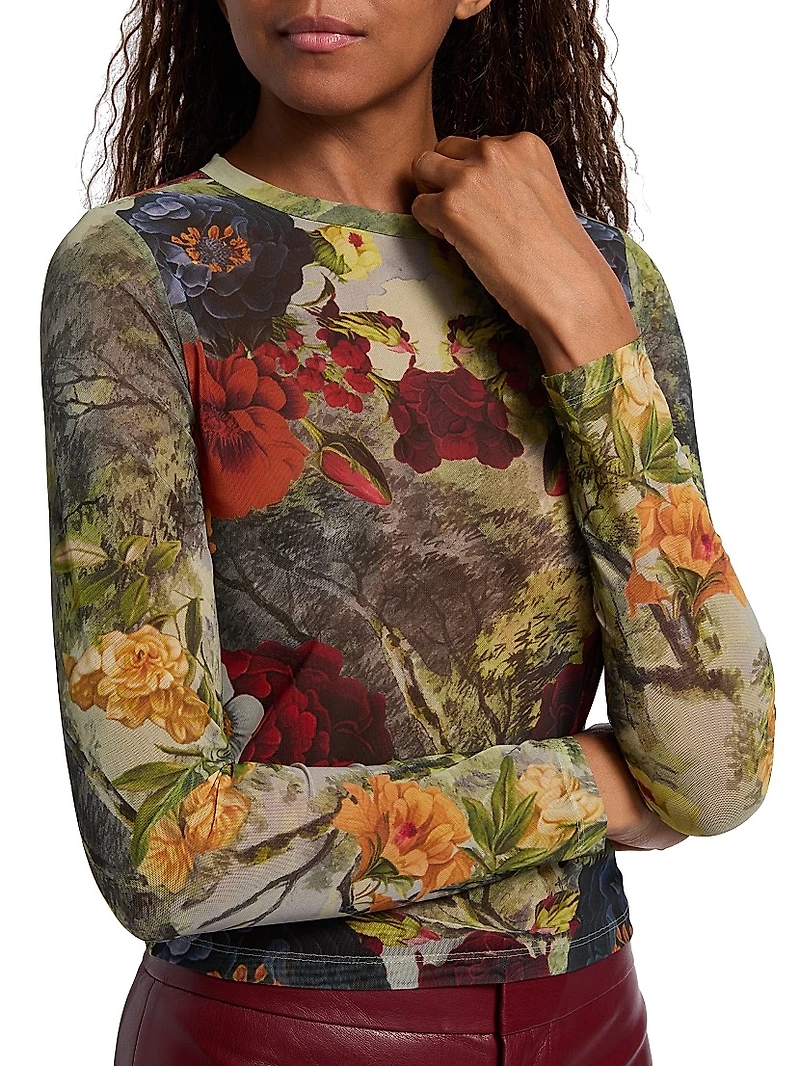 Delaina Floral Mesh Crop Top