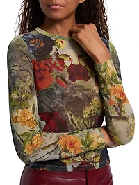Delaina Floral Mesh Crop Top