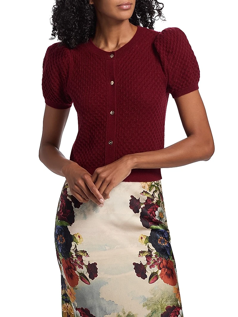 Sabine Puff-Sleeve Crop Cardigan