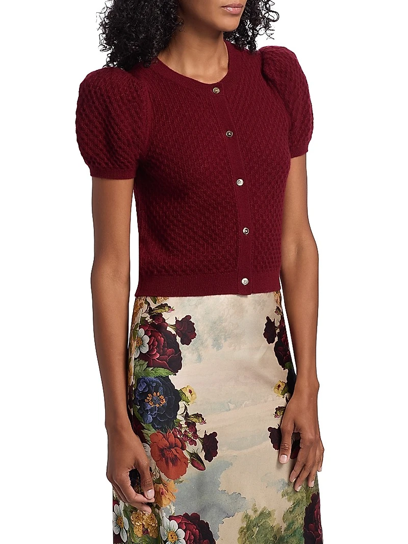 Sabine Puff-Sleeve Crop Cardigan