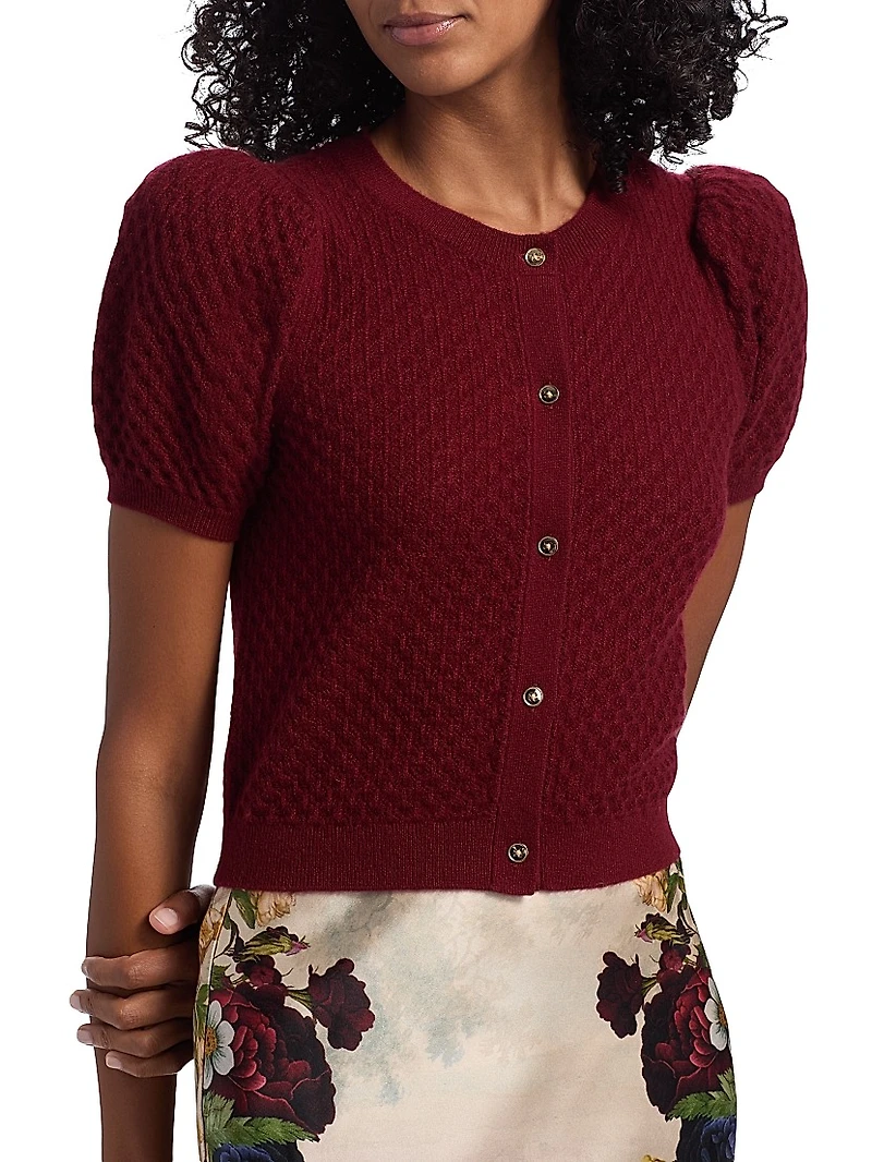 Sabine Puff-Sleeve Crop Cardigan