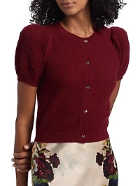 Sabine Puff-Sleeve Crop Cardigan