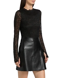 Chara Mixed-Media Pleated Minidress