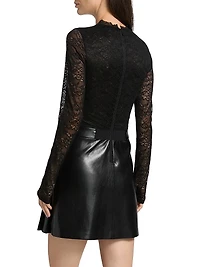 Chara Mixed-Media Pleated Minidress