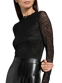 Chara Mixed-Media Pleated Minidress
