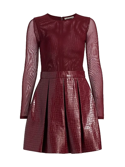 Chara Faux Croc-Embossed Leather Minidress