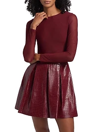 Chara Faux Croc-Embossed Leather Minidress