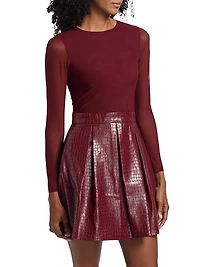 Chara Faux Croc-Embossed Leather Minidress