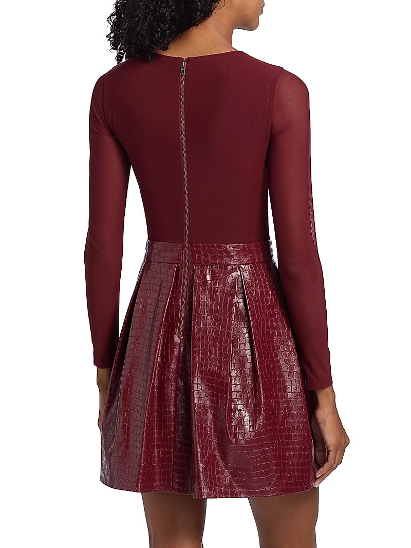 Chara Faux Croc-Embossed Leather Minidress