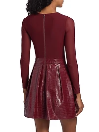 Chara Faux Croc-Embossed Leather Minidress