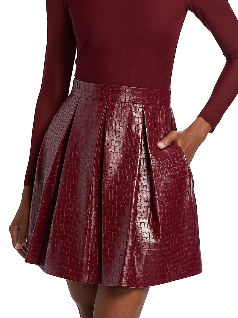 Chara Faux Croc-Embossed Leather Minidress