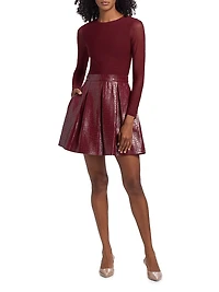 Chara Faux Croc-Embossed Leather Minidress