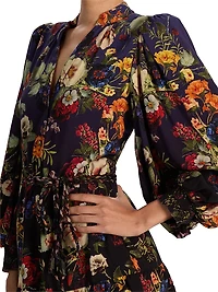 Antonette Floral Balloon-Sleeve Minidress