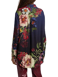 Finely Floral Satin Button-Front Shirt