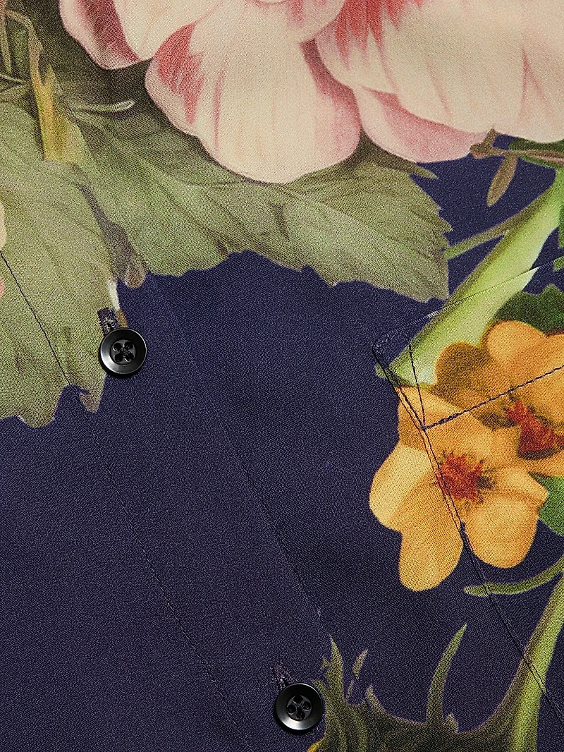 Finely Floral Satin Button-Front Shirt