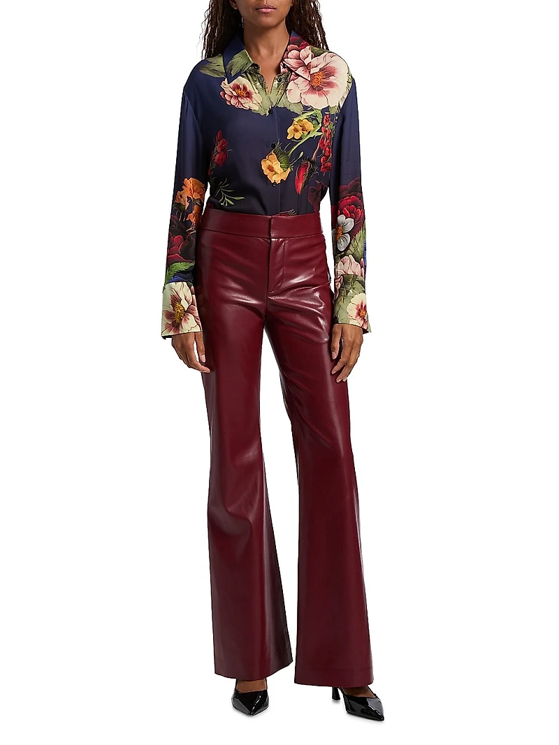 Finely Floral Satin Button-Front Shirt