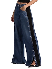 Amazing Low-Rise Studded Knit Panel Jeans