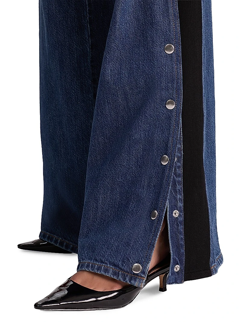 Amazing Low-Rise Studded Knit Panel Jeans