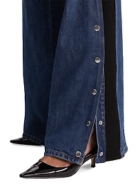Amazing Low-Rise Studded Knit Panel Jeans