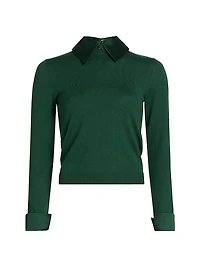 Porla Stretch Wool Contrast-Collared Sweater