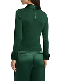 Porla Stretch Wool Contrast-Collared Sweater