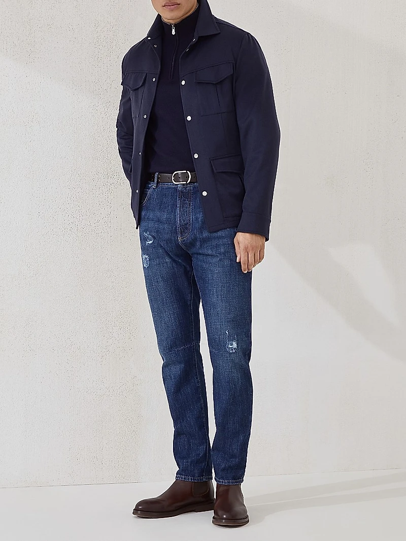 Lightweight Cashmere Flannel Safari Jacket