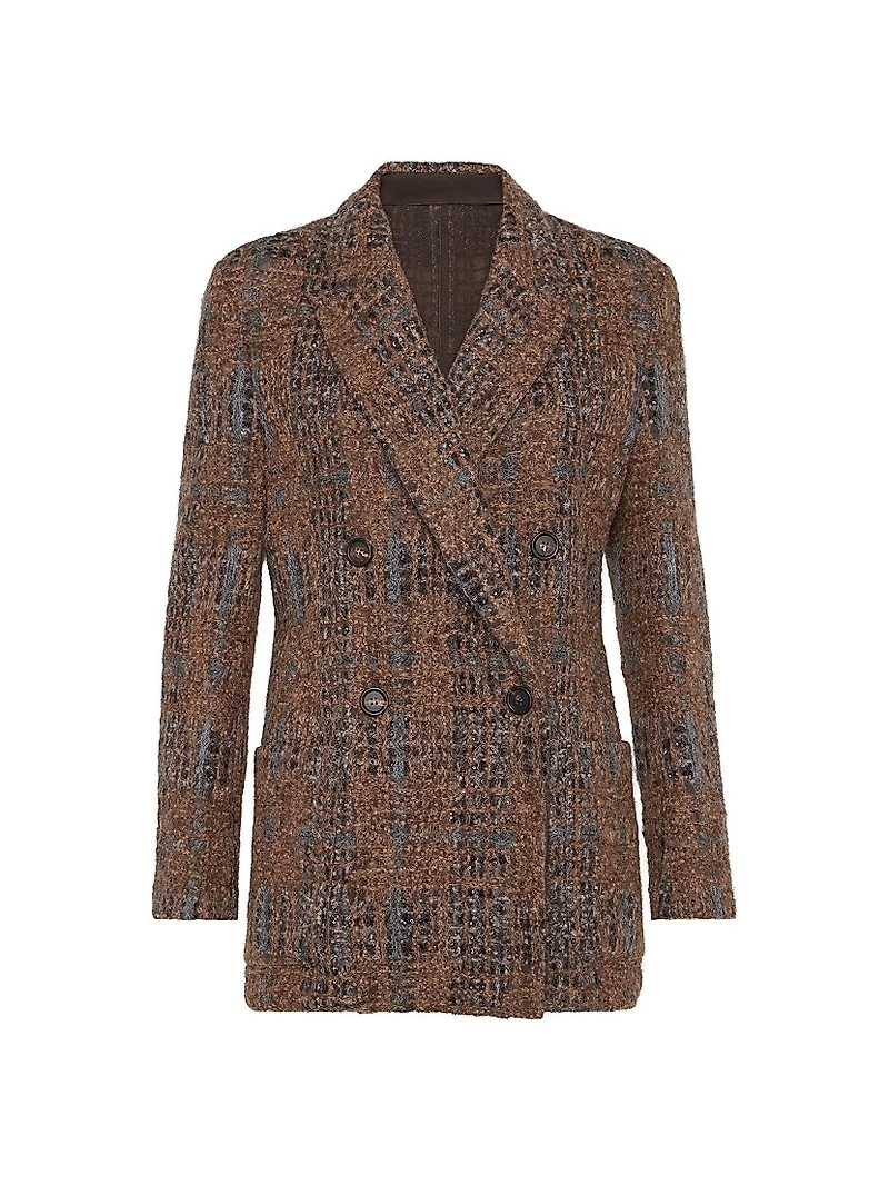 Crispy Silk Blazer with Dazzling Prince of Wales Embroidery