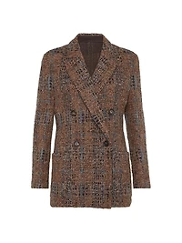 Crispy Silk Blazer with Dazzling Prince of Wales Embroidery