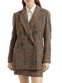 Crispy Silk Blazer with Dazzling Prince of Wales Embroidery