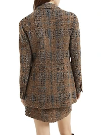 Crispy Silk Blazer with Dazzling Prince of Wales Embroidery