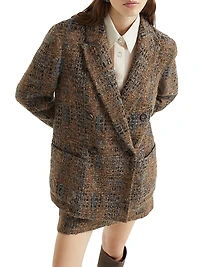 Crispy Silk Blazer with Dazzling Prince of Wales Embroidery