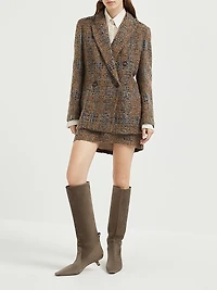 Crispy Silk Blazer with Dazzling Prince of Wales Embroidery