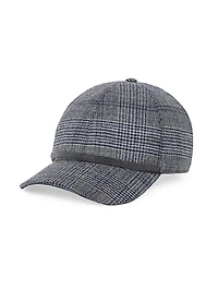 Virgin Wool Prince of Wales Baseball Cap with Shiny Band