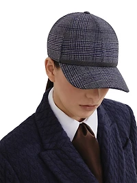 Virgin Wool Prince of Wales Baseball Cap with Shiny Band