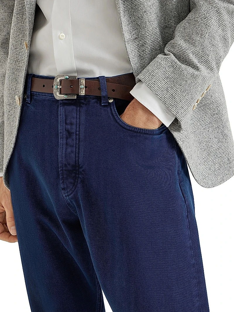 Garment Dyed Iconic Fit Five Pocket Jeans Denim
