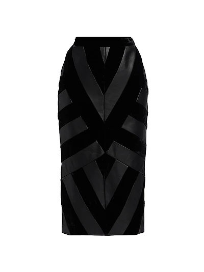 Leather Chevron Skirt