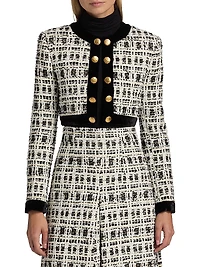 Tweed Military-Style Crop Jacket