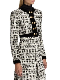 Tweed Military-Style Crop Jacket