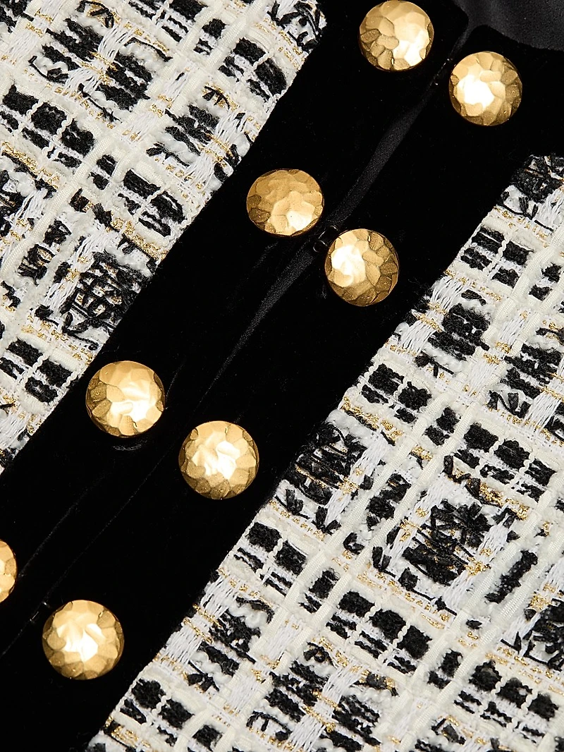 Tweed Military-Style Crop Jacket