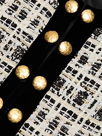 Tweed Military-Style Crop Jacket