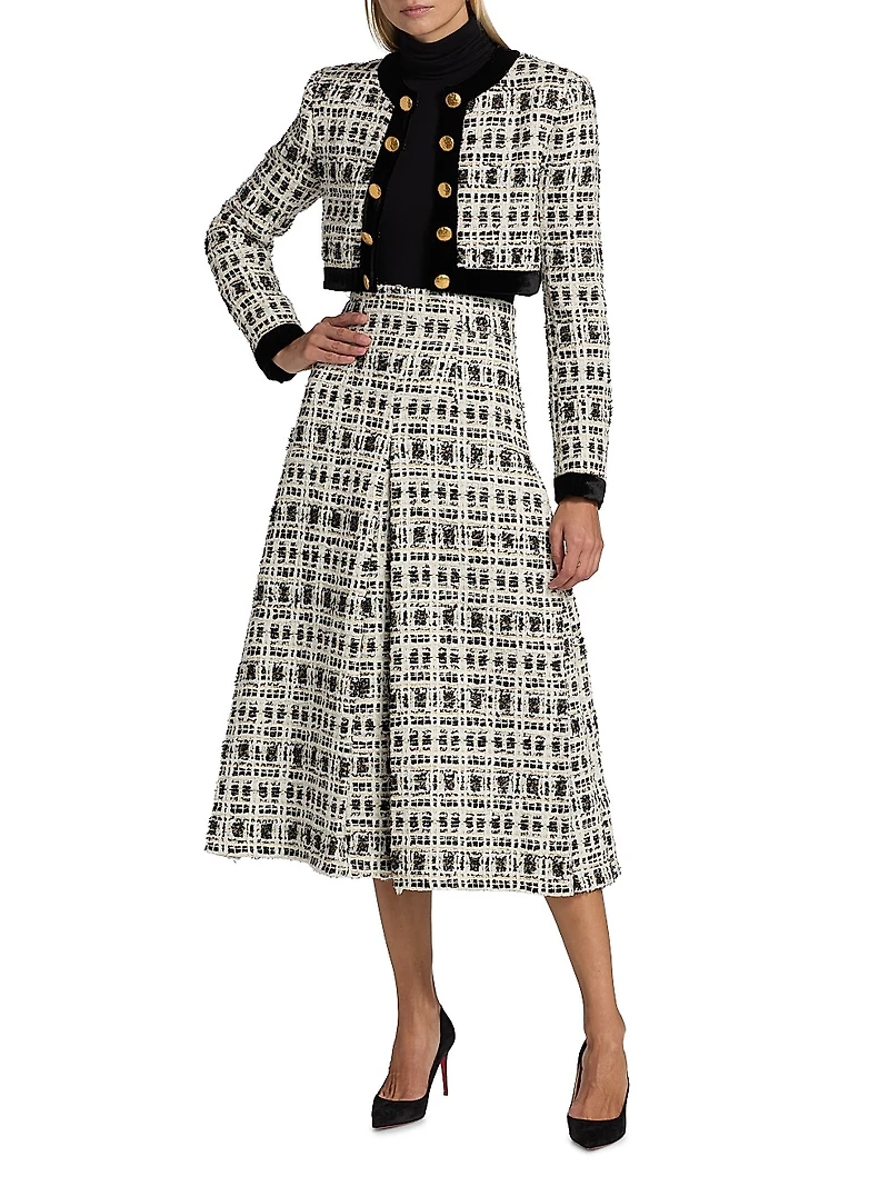 Tweed Military-Style Crop Jacket